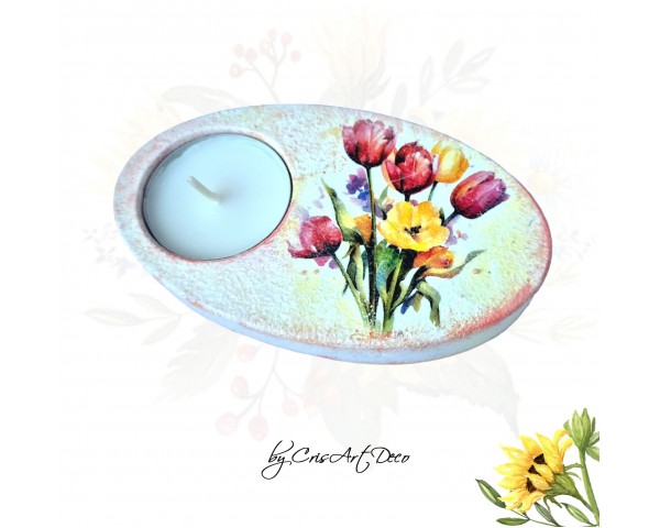 Suport decorativ pentru lumanare - buchet lalele 122813